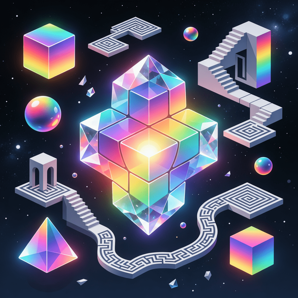 Colorful puzzle game with geometric shapes
